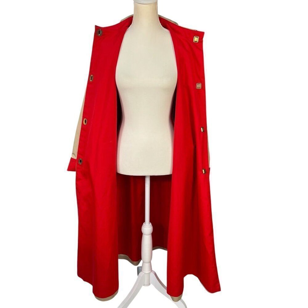 Vintage Bonnie Cashin Trench Tent Coat Russ Taylor Red Beige Coach Turn Lock - Picture 4 of 16